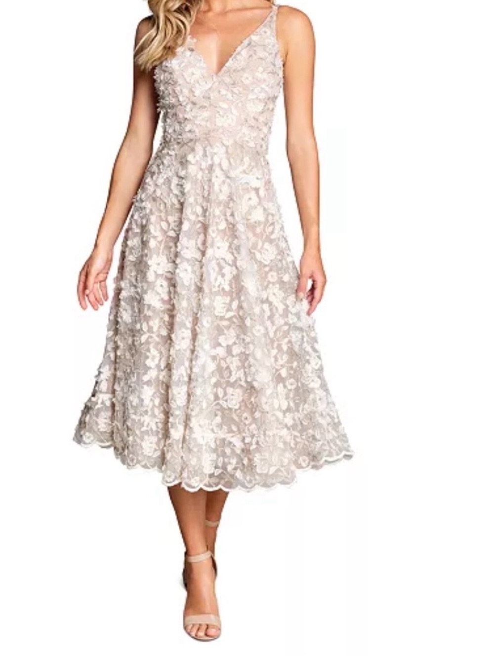 Floral Lace V-Neck Midi Dress